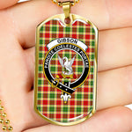 Gibson Scottish Clan Tartan Military Dog Tag Necklace Jewelry