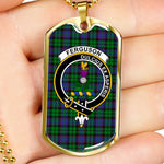 Ferguson Of Balquhidder Scottish Clan Tartan Military Dog Tag Necklace Jewelry