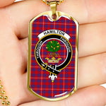 Hamilton Scottish Clan Tartan Military Dog Tag Necklace Jewelry
