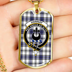 Hannay Grey Scottish Clan Tartan Military Dog Tag Necklace Jewelry