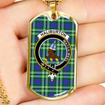Haliburton Scottish Clan Tartan Military Dog Tag Necklace Jewelry
