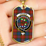 Fraser Ancient Scottish Clan Tartan Military Dog Tag Necklace Jewelry