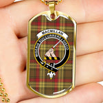 MacMillan Old Weathered Scottish Clan Tartan Military Dog Tag Necklace Jewelry