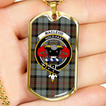 MacLeod Of Harris Weathered Scottish Clan Tartan Military Dog Tag Necklace Jewelry