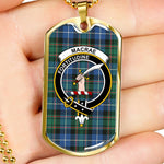 MacRae Hunting Ancient Scottish Clan Tartan Military Dog Tag Necklace Jewelry