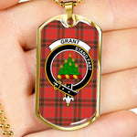 Grant Weathered Scottish Clan Tartan Military Dog Tag Necklace Jewelry