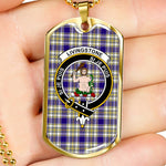Livingstone Dress Scottish Clan Tartan Military Dog Tag Necklace Jewelry