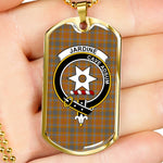 Jardine Scottish Clan Tartan Military Dog Tag Necklace Jewelry