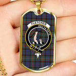Fletcher Of Dunan Scottish Clan Tartan Military Dog Tag Necklace Jewelry