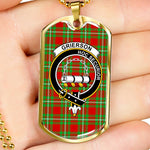 Grierson Scottish Clan Tartan Military Dog Tag Necklace Jewelry