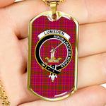 Lumsden Of Clova Scottish Clan Tartan Military Dog Tag Necklace Jewelry