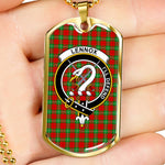 Lennox Crest Scottish Clan Tartan Military Dog Tag Necklace Jewelry