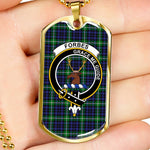 Forbes Lyon Court Scottish Clan Tartan Military Dog Tag Necklace Jewelry