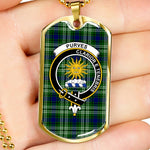 Purves Scottish Clan Tartan Military Dog Tag Necklace Jewelry