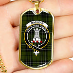 MacLean Hunting Scottish Clan Tartan Military Dog Tag Necklace Jewelry