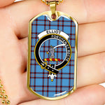 Elliot Ancient Scottish Clan Tartan Military Dog Tag Necklace Jewelry