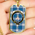 Muirhead Blue Scottish Clan Tartan Military Dog Tag Necklace Jewelry