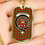 Lennox Scottish Clan Tartan Military Dog Tag Necklace Jewelry