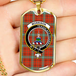 Morrison Red Ancient Scottish Clan Tartan Military Dog Tag Necklace Jewelry