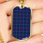 Navy US Edzell Scottish Clan Tartan Military Dog Tag Necklace Jewelry