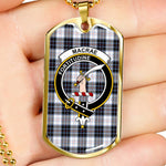 MacRae Dress Modern Scottish Clan Tartan Military Dog Tag Necklace Jewelry