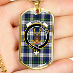 Gordon Dress Modern Scottish Clan Tartan Military Dog Tag Necklace Jewelry
