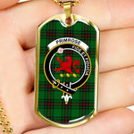 Primrose Scottish Clan Tartan Military Dog Tag Necklace Jewelry