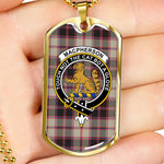 MacPherson Hunting Ancient Scottish Clan Tartan Military Dog Tag Necklace Jewelry