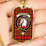 Hepburn Ancient Scottish Clan Tartan Military Dog Tag Necklace Jewelry