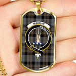 MacKay Weathered Scottish Clan Tartan Military Dog Tag Necklace Jewelry