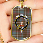 MacIntyre Hunting Weathered Scottish Clan Tartan Military Dog Tag Necklace Jewelry