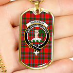 Paterson Red Scottish Clan Tartan Military Dog Tag Necklace Jewelry