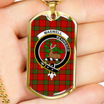 Maxwell Scottish Clan Tartan Military Dog Tag Necklace Jewelry