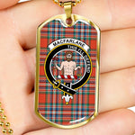 MacFarlane Ancient Scottish Clan Tartan Military Dog Tag Necklace Jewelry