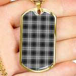 Grey Douglas Scottish Clan Tartan Military Dog Tag Necklace Jewelry