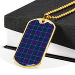 Navy US Edzell Scottish Clan Tartan Military Dog Tag Necklace Jewelry