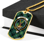 Gordon Fabric Scottish Clan Tartan Military Dog Tag Necklace Jewelry