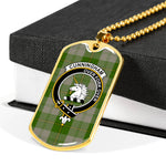 Cunningham Dress Green Dancers Scottish Clan Tartan Military Dog Tag Necklace Jewelry