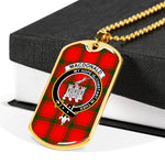 MacDonald Clan Ranald Of Sleat Scottish Clan Tartan Military Dog Tag Necklace Jewelry
