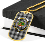 Douglas Grey Scottish Clan Tartan Military Dog Tag Necklace Jewelry