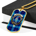 McKerrell Blue Scottish Clan Tartan Military Dog Tag Necklace Jewelry