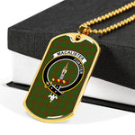 MacAlister Of Glenbarr Hunting Scottish Clan Tartan Military Dog Tag Necklace Jewelry