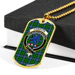 Forsyth Scottish Clan Tartan Military Dog Tag Necklace Jewelry