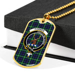 Forbes Lyon Court Scottish Clan Tartan Military Dog Tag Necklace Jewelry