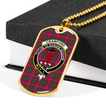 Crawford Scottish Clan Tartan Military Dog Tag Necklace Jewelry