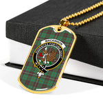 MacKinnon Hunting Ancient Scottish Clan Tartan Military Dog Tag Necklace Jewelry