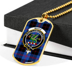 Maule Modern Scottish Clan Tartan Military Dog Tag Necklace Jewelry