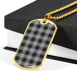 Grey Douglas Scottish Clan Tartan Military Dog Tag Necklace Jewelry