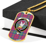 Lindsay Ancient Scottish Clan Tartan Military Dog Tag Necklace Jewelry