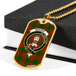 Menzies Green Modern Scottish Clan Tartan Military Dog Tag Necklace Jewelry